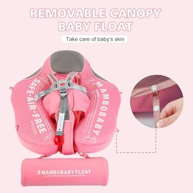 Baby Floats for Pool with Canopy Removable Sun Protection Canopy Mambobaby Float Non Inflatable Upgrade Add Tail Avoid Flip Waterproof Skin-Friendly Infant Swim Float 3-24 Months - Image 3