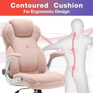 Big and Tall Fabric Pink Office Chair 400lbs-Heavy Duty Executive Desk Chair with Extra Wide Seat, High Back Ergonomic Leather Computer Chair with Tilt Rock&Tension, Padded Armrests-Black - Image 5