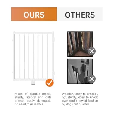 SNUOWU Full Metal Freestanding Dog Gate with Door, 24'' Height Foldable Pet Dog Fence for Indoor & Outdoor, 6 Panels Extra Wide Free Standing SmallDog Gates for Doorways,House,Stairs,Porch,Deck,Yard - Image 3