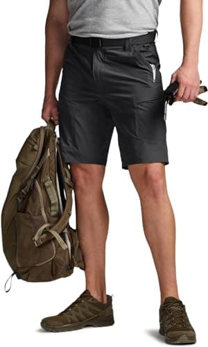 CQR Men's Quick Dry Stretch Hiking Cargo Shorts, Lightweight Water Resistant Tactical Casual, Golf & Outdoor with Pockets, Shendo Trail W/Belt Black, 34W x 10L - Image 3