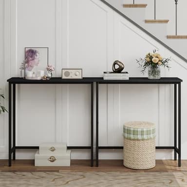 HollyHOME Narrow Console Table, 29.5" Slim Entryway Table, Sofa Stand, Hallway Shelf for Hallway, Bedroom, Living Room, Foyer, Black - Image 5