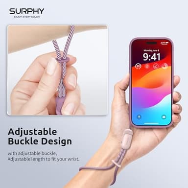 SURPHY 2 Pack Phone Lanyard for Cellphone Case, Phone Wrist Strap for Case, Cellphone Strap with 2-Color Braided, Charm Wrist Lanyard for Women, Cellphone Wrist Lanyard for Women, Pink & Lilac Purple - Image 5