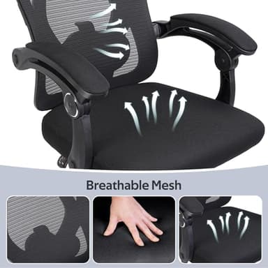 Ergonomic Office Chair - High-Back Home Office Chair with Headrest, Adjustable Arms, 90-135° Tilt Mechanism, Wide Seat Cushion, Large Size Mesh Chairs for Men and Women, Black Task Chair - Image 4