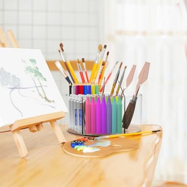 Absonic Acrylic Pen Holder Pencil Organizer, 360-Degree Rotating Pencil Holder, Crayon Organizers for Kids Marker Organizer Caddy Art Supply Kids Desk Organizers for Office Home School - Image 6