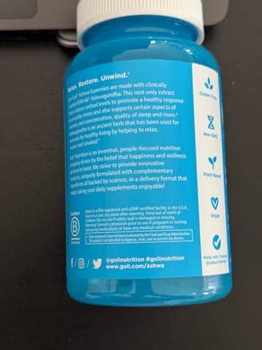 Goli Ashwagandha & Vitamin D Gummy - 60 Count - Mixed Berry, KSM-66, Vegan, Plant Based, Non-GMO, Gluten-Free & Gelatin Free Relax. Restore. Unwind, Pack of 1 - Image 9