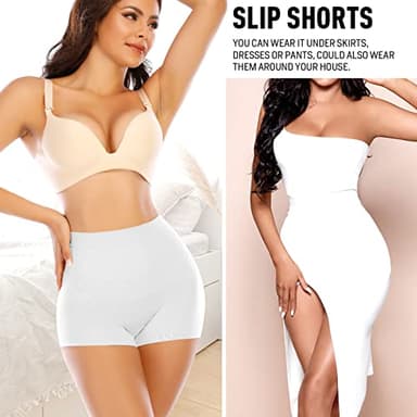 Seamless Shaping Boyshorts Panties for Women Tummy Control Shapewear Under Dress Slip Shorts Underwear (Basic White-2,L) - Image 6