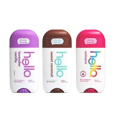 hello Deodorant Variety Pack, Aluminum Free Deodorant for Women and Men with Shea Butter, Lavender Vanilla, Sweet Coconut, Unicorn, Baking Soda Free, 3 x 2.6 oz Sticks - Image 8