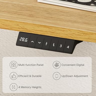 FLEXISPOT EN2 Whole-Piece Standing Desk with Clamp Power Strip, 55 x 28 Electric Stand Up Height Adjustable Desk with Cable Management (White Frame + 55" Maple Top, 2 Packages) - Image 8