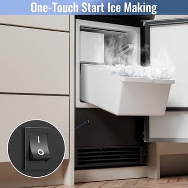 IECIVC Under Counter Crescent Ice Maker Machine, 15'' W Drainless Built-in Ice Maker, 15 LBS/Day with 12 LBS Storage Bin, Perfect for Commercial Home Bar, No Drain - Image 6