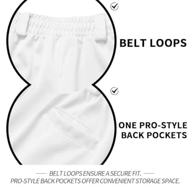 QBK 2T/3T/4T/5T Toddler Baseball Pants Youth Softball Pants Kids Tee Ball Pants for Boy Girl White（White 5T） - Image 3