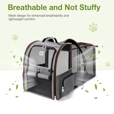 Lekebobor Extra Large Cat Backpack Carrier Expandable Pet Carrier Backpack for Small/Medium Dogs and Medium/Large Cats, Grey - Image 5