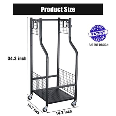 Mythinglogic Golf Bag Storage Organizer Rack-Golf Clubs Organization for Garage, Golf Bag Stand with Movable Hanging Hooks, Golf Equipment and Accessories Storage Racks for Garage,Shed,Basement - Image 12
