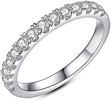 IMOLOVE Moissanite Wedding Band Wedding Rings for Women 925 Sterling Silver Rings with 18K White Gold Plated Eternity Stackable Engagement Ring Anniversary Band Size 3.5-12 - Image 3