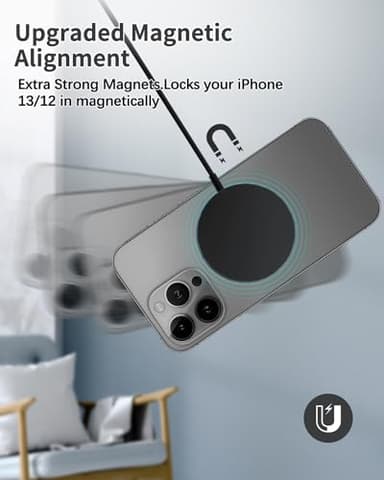 TXXTOL Magnetic Wireless Charger Mag-Safe Charger for iPhone 15/14/13/12 Series Convertible Magnet Wireless Charging Stand/Pad with 20W Adapter 5ft Cable （Black） - Image 4