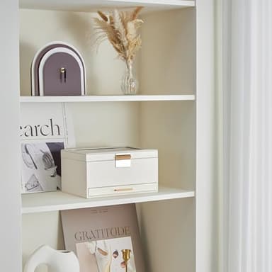 Lolalet Bracelet Holder Organizer with Clear Lid and Drawer, Bangle Storage Box Jewelry Display Holder for Watches, Jewellery Case for Women -White - Image 2