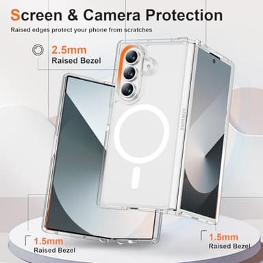 ORETECH Magnetic for Samsung Galaxy Z Fold 7 Case, Transparent Back Non-Slip Hard PC Shockproof Bumper Protective Phone Case Cover for Samsung Z Fold 7 - Clear - Image 3