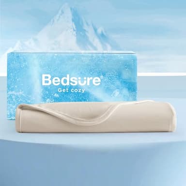 Bedsure Beige Cooling Blanket Queen Size for Hot Sleepers - Summer Cold Blanket for Queen Size Bed with Rayon Derived from Bamboo, Ice Cool Cold Arc-Chill Thin Summer Bedding Essentials, 90x90 - Image 6