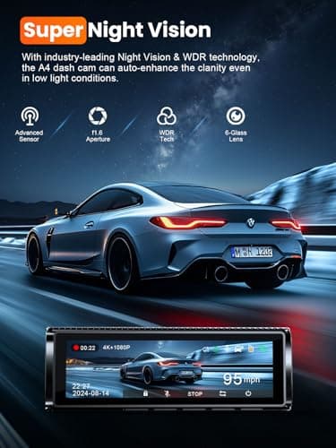 Affver 4K Dash Cam Front and Rear, Built-in 5G WiFi GPS, 64GB Card Included, 3.59'' IPS Screen Dash Camera for Cars, Dual Dashcam with G-Sensor, Loop Recording, WDR, Night Vision, 24H Parking Monitor - Image 7