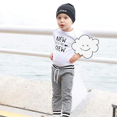 Renotemy Newborn Baby Boy Clothes Short Sleeve Romper Outfits Set New to The Crew Outfits Baby Boy Clothes 0-3 Months Gray - Image 2
