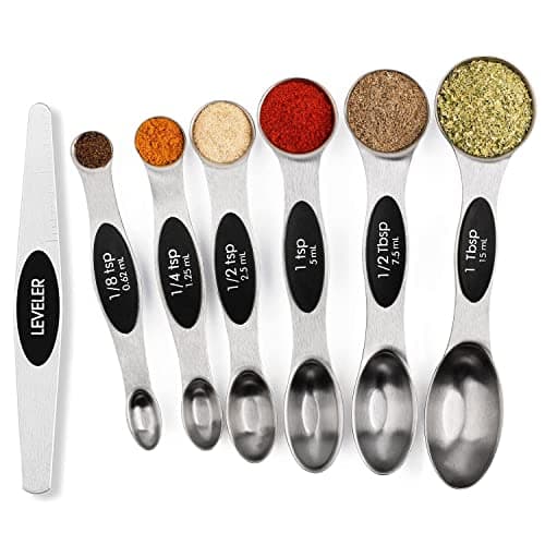 Magnetic Measuring Spoons Set Stainless Steel with Leveler, Stackable Metal Tablespoon Measure Spoon for Baking, Cups and Spoon Set Kitchen Gadgets Apartment Essentials Fits in Spice Jars - Image 1