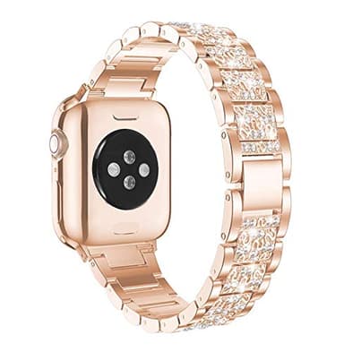 Mosonio Compatible with Apple Watch Band 38mm with Case Women, Jewelry Replacement Metal Wristband Strap with 2 Pack Bling PC Protective Cover for iWatch Series 3/2/1(Rose Gold) - Image 7