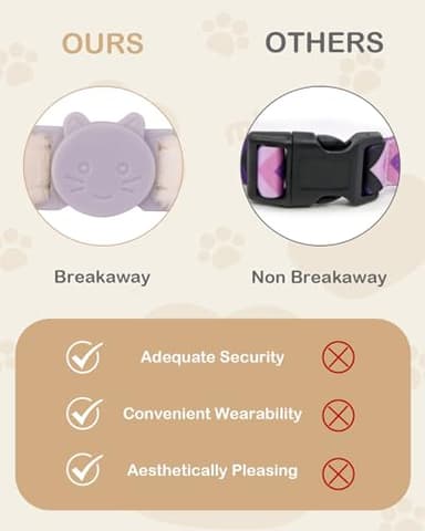 Cat Collar With Flower for Girls and Boys, Breakaway With Bells, Adjustable Kitten Collar, Cute (Beige, Breakaway) - Image 4