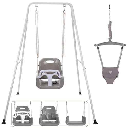 Taleco Gear 2 in 1 Toddler Swing ＆ Jumper, Swing Set for Indoor/Outdoor, Baby Jumpers and Bouncers, Easy to Assemble & Store, Suitable for Children 6 Months and Older（Black） - Image 1