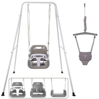 Taleco Gear 2 in 1 Toddler Swing ＆ Jumper, Swing Set for Indoor/Outdoor, Baby Jumpers and Bouncers, Easy to Assemble & Store, Suitable for Children 6 Months and Older（Black） - Image 1