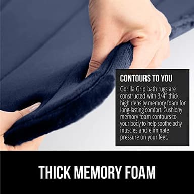 GORILLA GRIP Memory Foam Bath Mat, Soft Absorbent US Designed Bathroom Rug, Gripping Dots Machine Washable Bathmat, Cushioned Floor Mats, Shower Sink Rugs Room Décor Accessories, 24x17 Navy Blue - Image 4