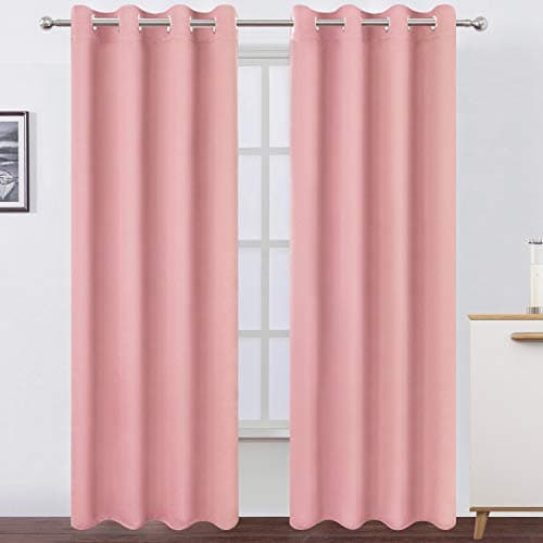 LEMOMO Pink Thermal Blackout Curtains/52 x 95 Inch/Set of 2 Panels Room Darkening Curtains for Bedroom - Image 1