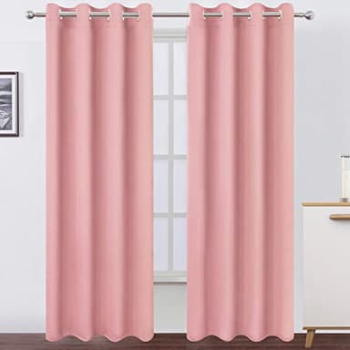 LEMOMO Pink Thermal Blackout Curtains/52 x 95 Inch/Set of 2 Panels Room Darkening Curtains for Bedroom - Image 1