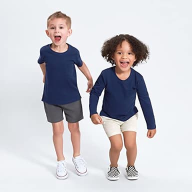 Gerber Boys Toddler 3-Pack Long Sleeve Pocket Tees, Blue Stripes & Solids, 5T - Image 4