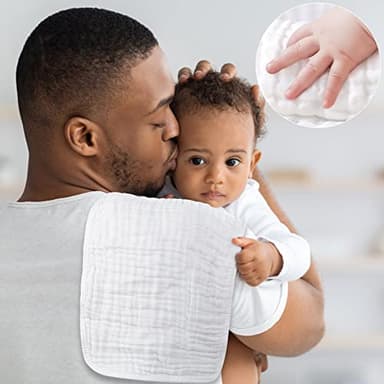 Yoofoss Muslin Burp Cloths for Baby 10 Pack 100% Organic Cotton Baby Washcloths for Boys Girls Large 20''X10'' Super Soft and Absorbent White - Image 6