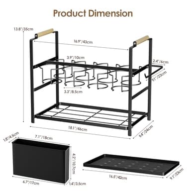 Housolution Water Bottle Organizer Drying Rack for 40 oz Tumbler with Handle, Multifunctional Cup Storage Holder Compatible with Stanley, Owala, Simple Modern and Other Brands, 8 Slots (Patented) - Image 8