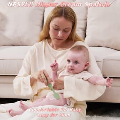 NFSVLB Diaper Cream Spatula with Case,2 Large 2 Mini Butt Paste Spatula with 3 Travel Case,Soft Baby Butt spatula Diaper Cream Applicator diaper Rash spatula Bum spatulas Brush (Green-White) - Image 8