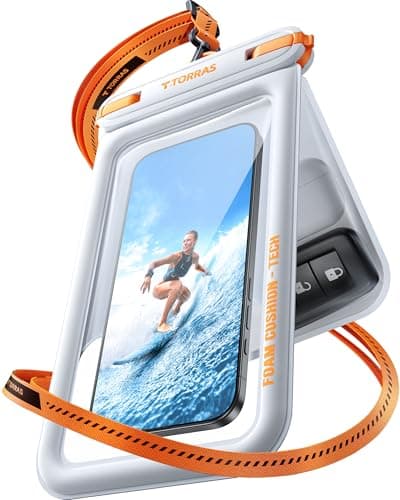TORRAS IP68 Waterproof Phone Pouch Double Space, Floating Waterproof Phone Case with Lanyard for iPhone 17 Pro Max 16 15 14 S25 S24, Phone Dry Bag Vacation Cruise Ship Travel Essentials 7.0'', White - Image 1
