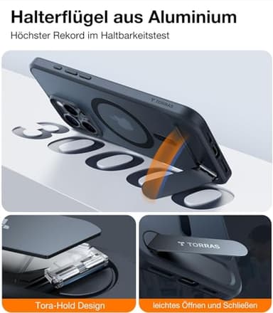 TORRAS Strong Magnetic & Seamless Stand for iPhone 16 Pro Case, [18N Mighty Magnetic] [12FT Mil-Grade Drop Tested] [Fit for MagSafe] Kickstand Protective Slim Phone Case for iPhone 16 Pro 6.3", Black - Image 5