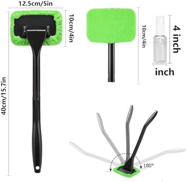 desin Car Windshield Cleaning Tool, Windshield Cleaner with 5 Washable and Reusable Microfiber Pads and Extendable Handle, for Auto Glass Wiper (Green - Image 4