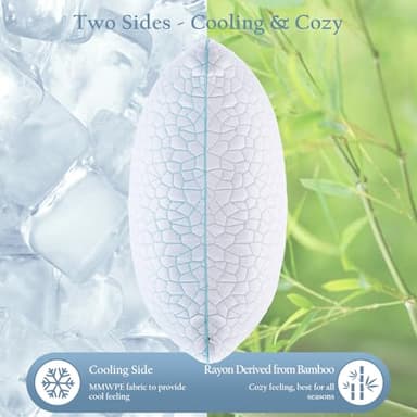 Luxe Linen Reversible Soft & Cooling Bed Pillow for Sleeping Set of 2, King Cozy Bamboo Rayon Pillow for Side, Back & Stomach Sleepers, PE Cooling Adjustable Shredded Memory Foam Pillows 20"*36" - Image 2