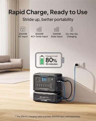 BLUETTI Solar Generator AC300 & B300K Expansion Battery, 2764.8Wh LiFePO4 Portable Power Station w/ 7 3000W AC Outlets (6000W Peak), Work with Alexa, Modular Home Battery Backup for Emergency - Image 3