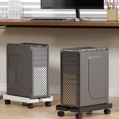 Adjustable Mobile CPU Stand, Ventilated Computer Tower Stand with 4 Caster Wheels Fits Most PC Tower, Under Desk CPU Holder PC Floor Cart Computer Riser for Gamers and Students (Black) - Image 4