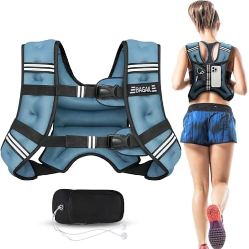 BAGAIL Weighted Vest, 5lbs/10lbs/12lbs/15lbs/20lbs/25lbs/30lbs Weight Vest with Detachable Phone Pouch, Rucking Vest for Women, Men, Walking, Weight Loss, Training, Running - Image 1