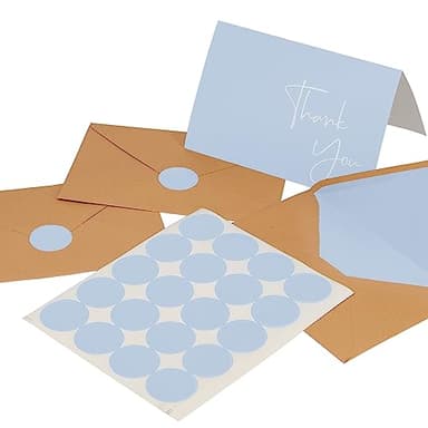 VNS Creations Thank You Cards With Envelopes Bulk Set & Stickers - 100 Pack 4x6 Blank Thank You Notes Bulk Box Set - Large Note Card Small Business, Wedding, Baby Shower & Bridal Shower - Light Blue - Image 7