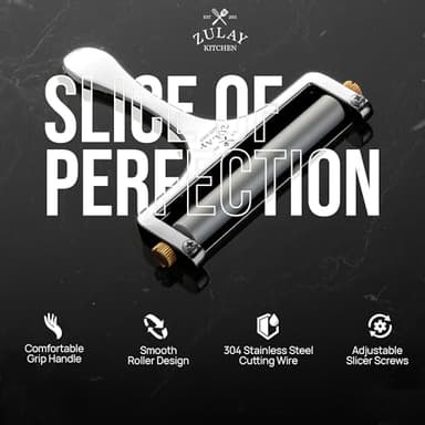 Zulay Kitchen Stainless Steel Wire Cheese Slicer - Adjustable Hand Held Cheese Cutter with 2 Extra Wires - Premium Cheese Shaver for Mozzarella, Cheddar, Gruyere - Cheese Cutter with Wire (Silver) - Image 6