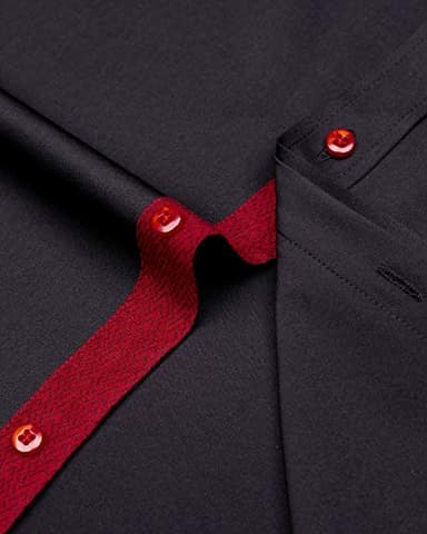 J.VER Mens Dress Shirts Stretch Wrinkle Free Button Down Shirt Casual Long Sleeve Business Formal Stylish Tops Black Red Small - Image 7