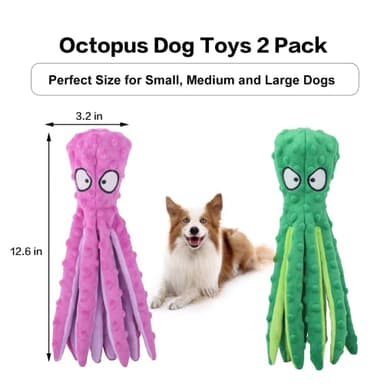 CPYOSN Dog Squeaky Toys Octopus - No Stuffing Crinkle Plush Dog Toys for Puppy Teething, Durable Interactive Dog Chew Toys for Small, Medium and Large Dogs Training and Reduce Boredom, 2 Pack - Image 7