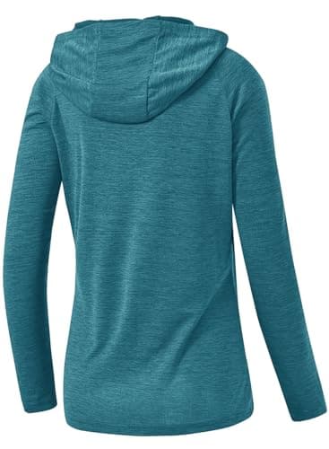 TBMPOY Womens UPF 50+ Sun Protection Hoodie Shirt Long Sleeve Fishing Hiking Outdoor UV Shirt Lightweight Blue M - Image 2