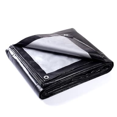 GUARD SHIELD Black Silver Tarp Waterproof 20x25 Feet Rain Cover for Outdoor Lightweight Weatherproof Tarps 8mil - Image 1