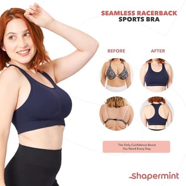 SHAPERMINT Sports Bras for Women - Workout Bras for Women, Plus Size Sports Bra, Workout Tops for Women High Support Black - Image 8