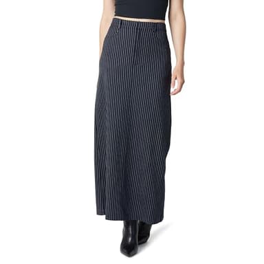 The Drop Women’s Denis Woven Long Column Skirt, Navy Pinstripe, L - Image 1